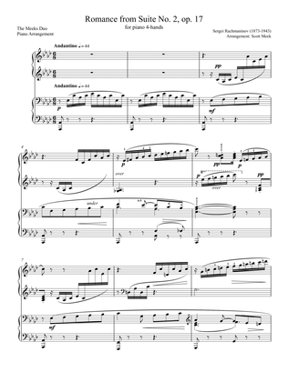 Book cover for Romance from 2-piano Suite No. 2, op. 17 (arr. 1-piano 4-hands)