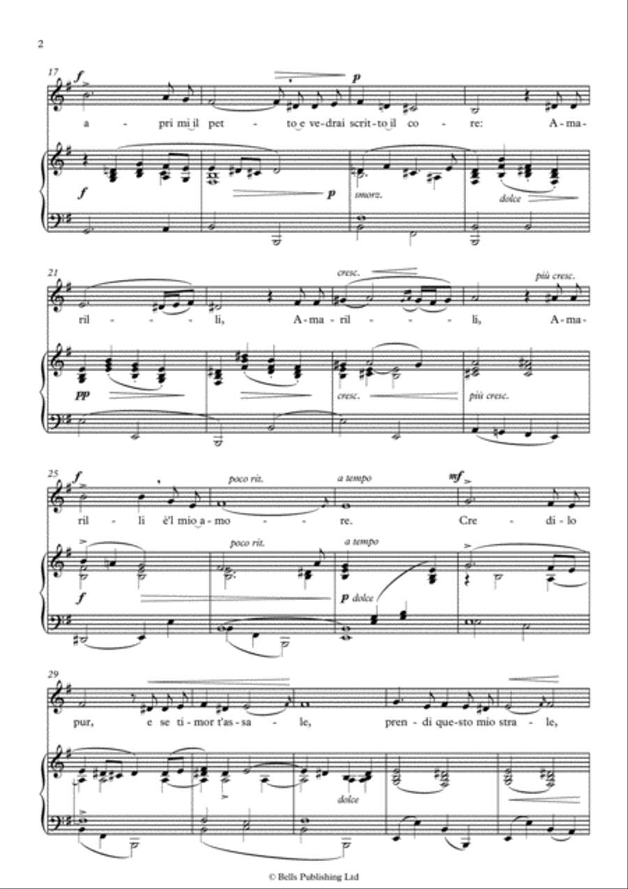 Amarilli, mia bella (E minor) Voice Solo scores gallery preview page 2