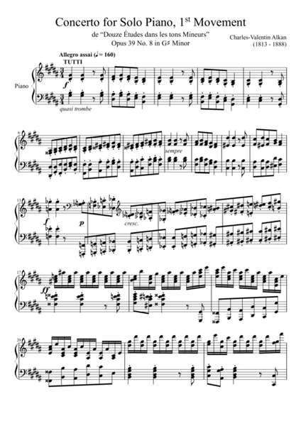 Concerto for Solo Piano, 1st Movement Opus 39 No. 8 in G♯ Minor image number null