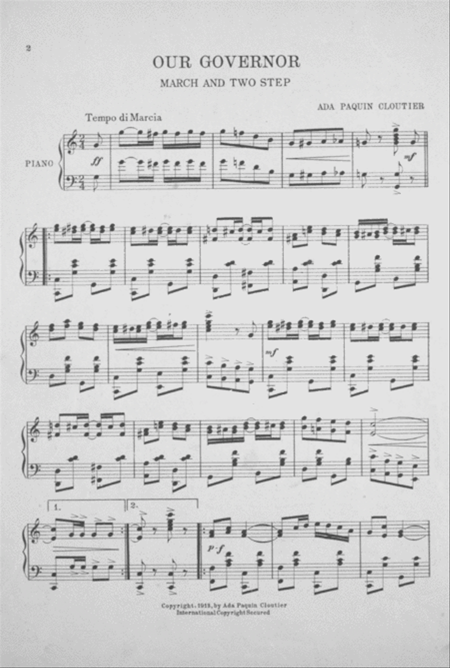 Our Governor. March & Two-Step Piano Solo scores gallery preview page 2