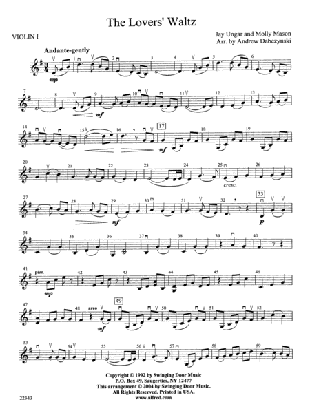 The Lover's Waltz: 1st Violin