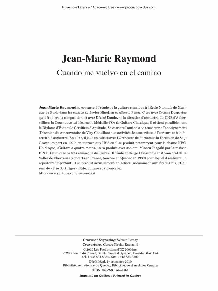 Cuando me vuelvo in el camino Classical Guitar scores gallery preview page 1