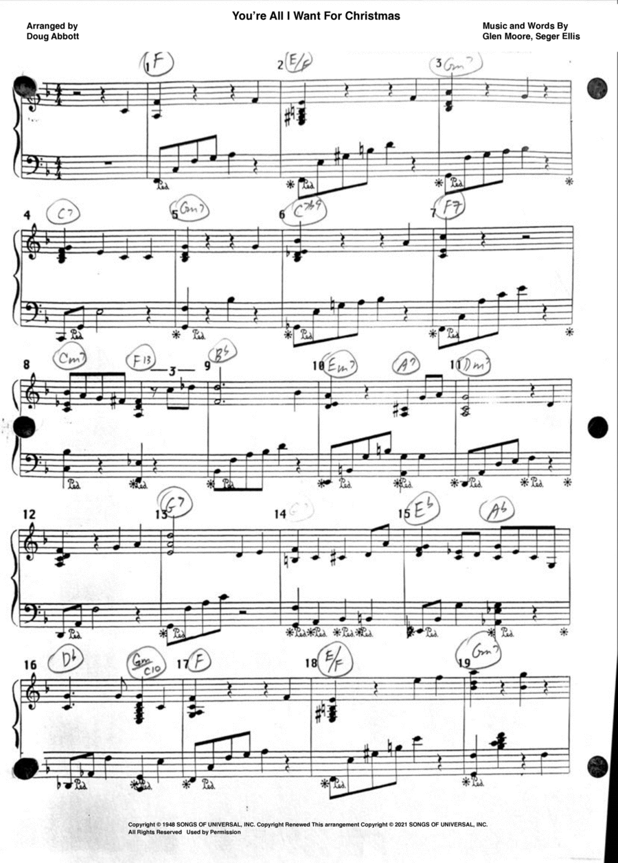 You're All I Want For Christmas Piano, Vocal, Guitar scores gallery preview page 1