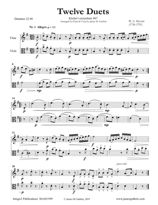Mozart: 12 Duets K. 487 for Flute & Viola