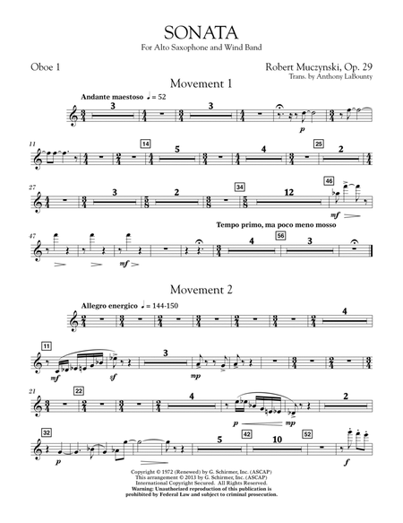 Sonata for Alto Saxophone, Op. 29 - Oboe 1