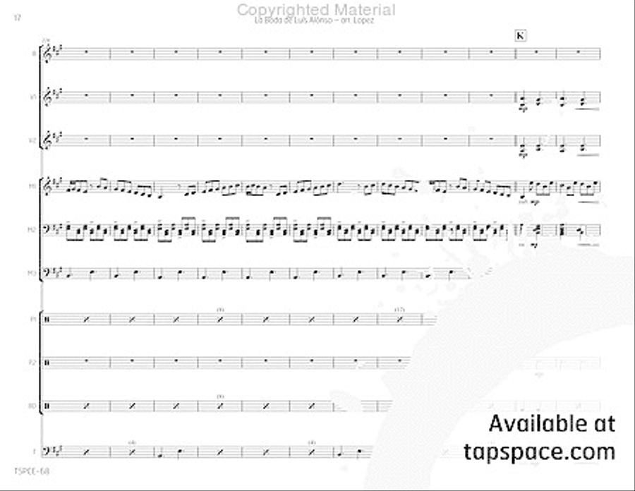 La Boda de Luis Alonso Percussion Ensemble scores gallery preview page 21