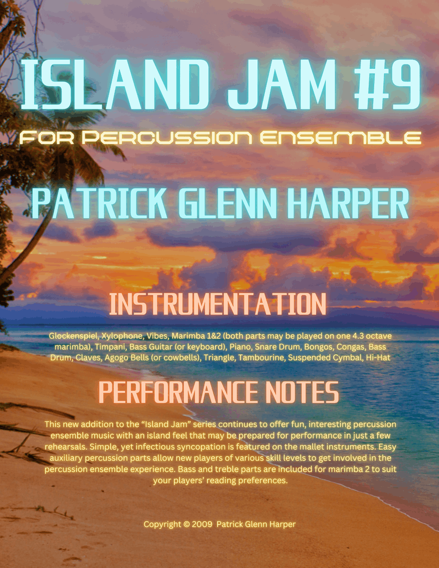 Island Jam #9 - for Percussion Ensemble: Orange Beach Percussion Ensemble scores gallery preview page 1