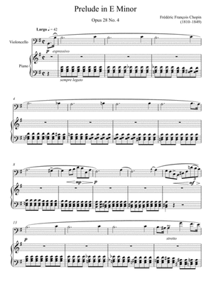 Book cover for Frédéric Chopin - Prelude in E minor Opus 28 No.4 (Violoncello Solo)