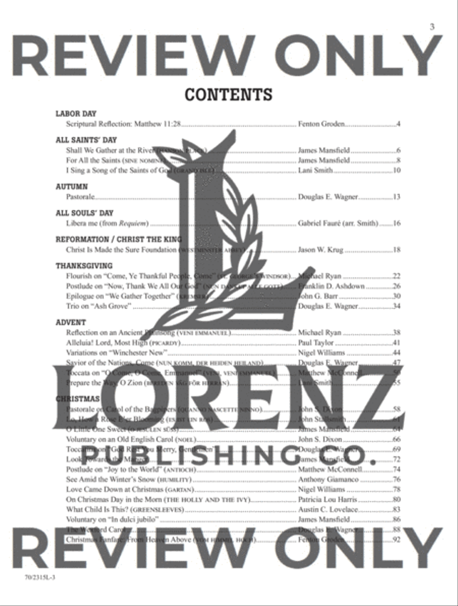 Pick Up and Play for Fall and Winter Organ Solo scores gallery preview page 3