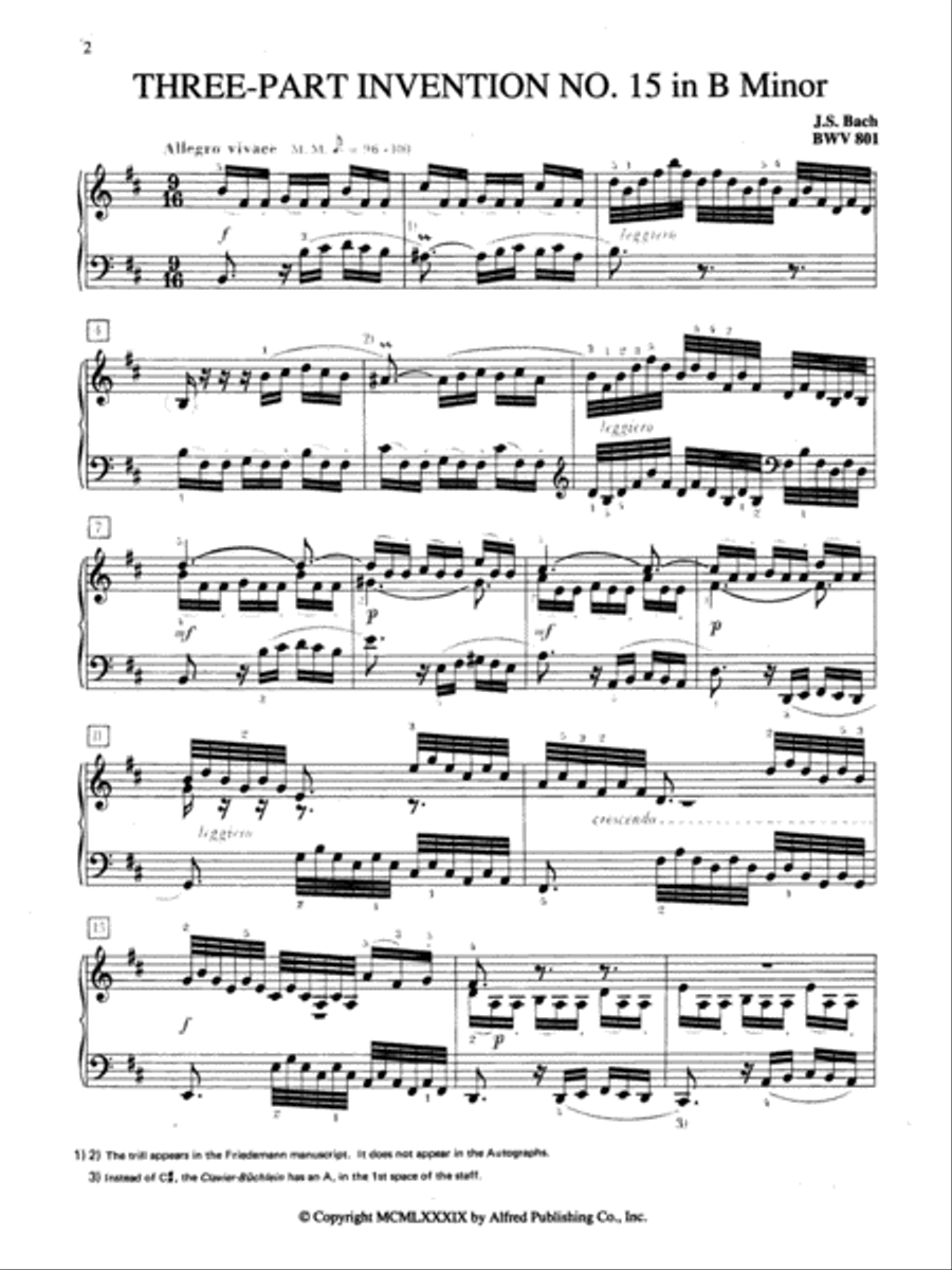 J. S. Bach: 3-Part Invention No. 15 in B Minor Small Ensemble scores gallery preview page 2