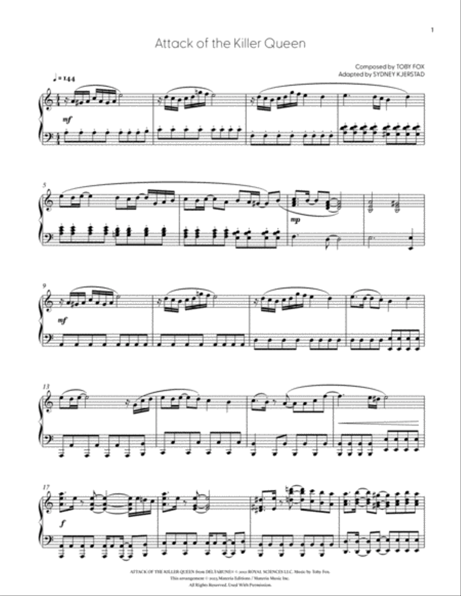 Attack of the Killer Queen (DELTARUNE Chapter 2 - Piano Sheet Music) Easy Piano scores gallery preview page 2