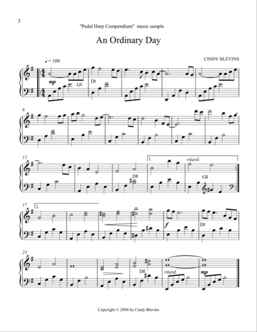 Pedal Harp Compendium, 60 pages of beautiful, original music for Pedal Harp Pedal Harp scores gallery preview page 4