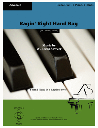 Book cover for Ragin' Right Hand Rag (Piano Duet - 1 Piano 4 Hands)
