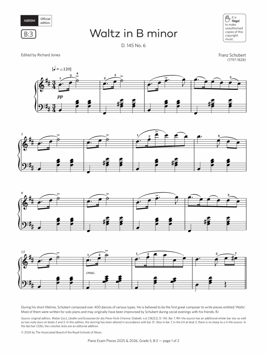 Waltz in B minor (Grade 5, list B3, from the ABRSM Piano Syllabus 2025 & 2026)