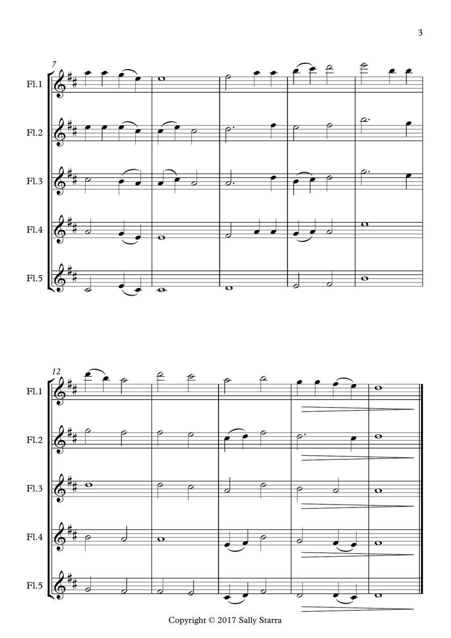 Easy Suite for C Flute Choir by Sally Starra Woodwind Quintet scores gallery preview page 3