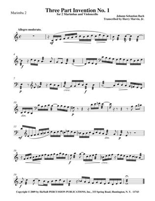 Three Part Invention No. 1 for 2 Marimbas & Cello