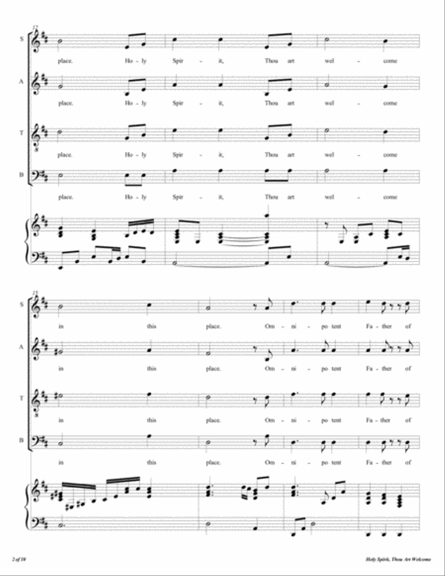 Holy Spirit, Thou Art Welcome 4-Part scores gallery preview page 3