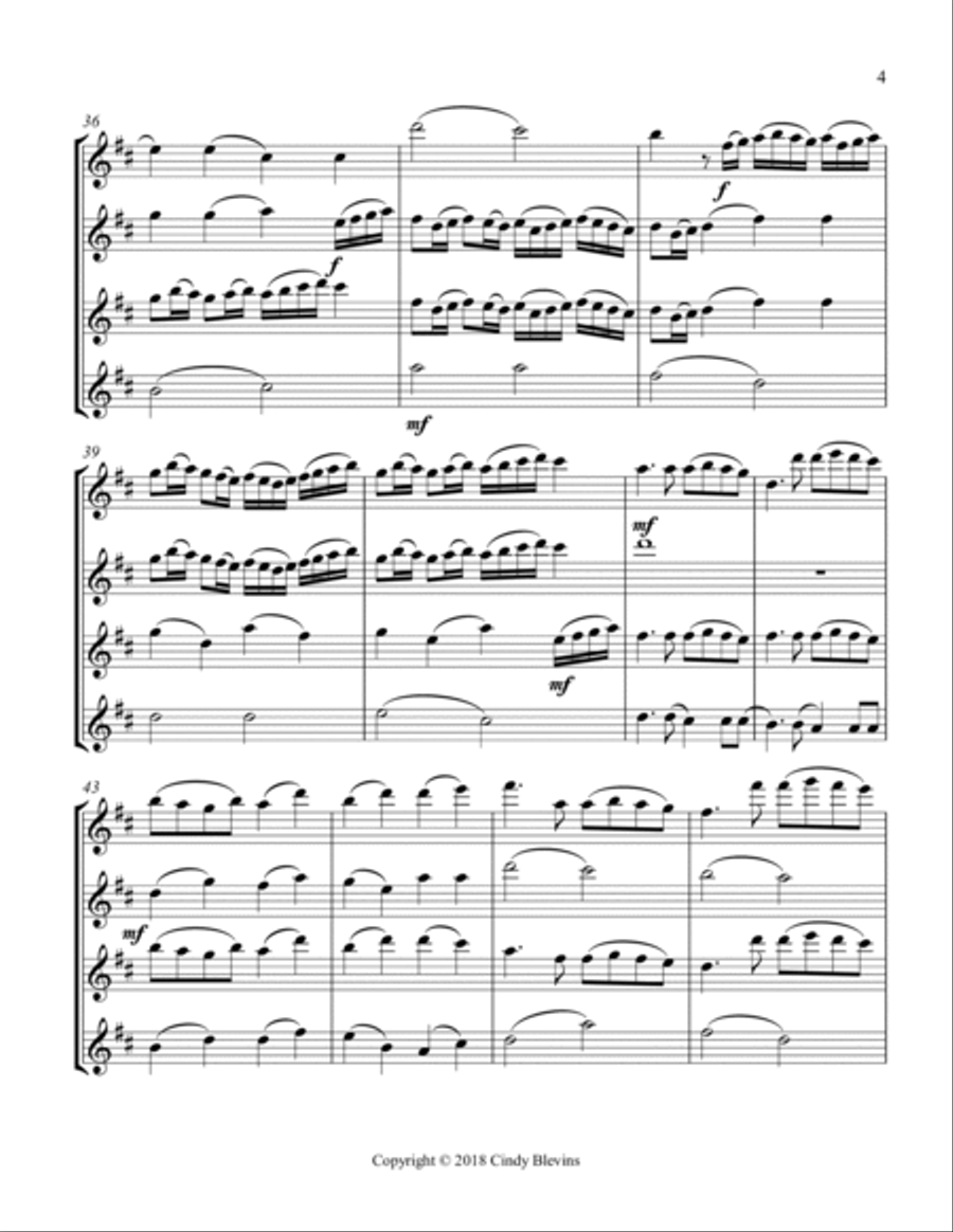 Pachelbel's Canon, for Flute Quartet Flute Quartet scores gallery preview page 5