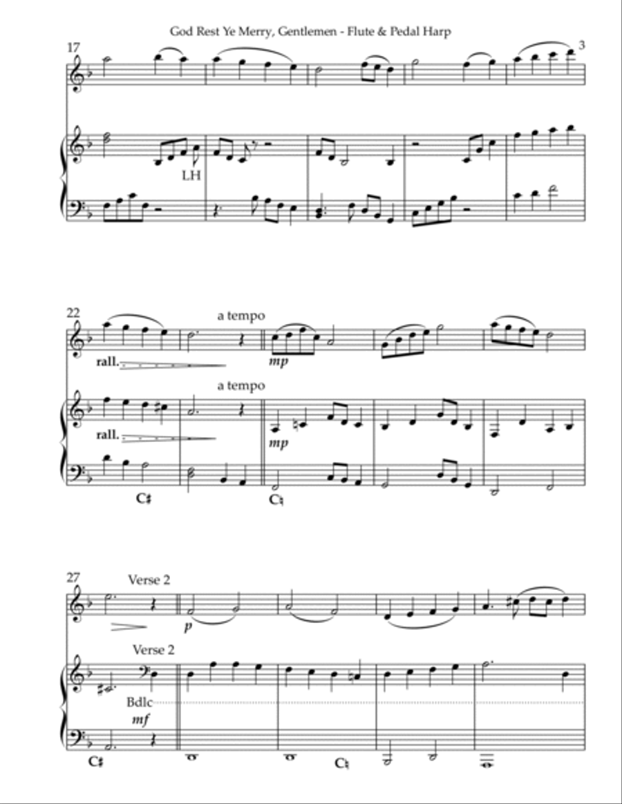 God Rest Ye Merry, Gentlemen, Duet for Flute & Pedal Harp Flute scores gallery preview page 3