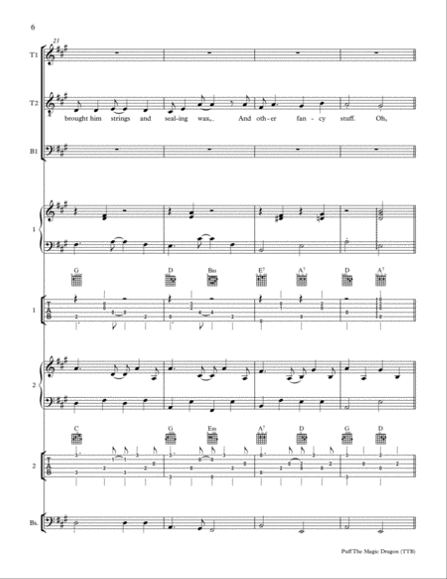 Puff The Magic Dragon Acoustic Guitar scores gallery preview page 6