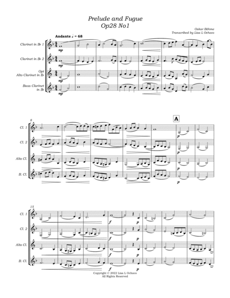 Prelude and Fugue Op28 No1 for Clarinet Trio (2Bb, B) image number null