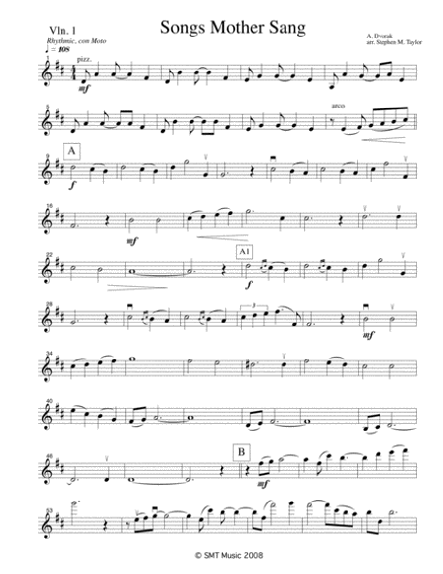 Songs Mother Taught Me (Songs Mother Sang) String Quartet scores gallery preview page 3