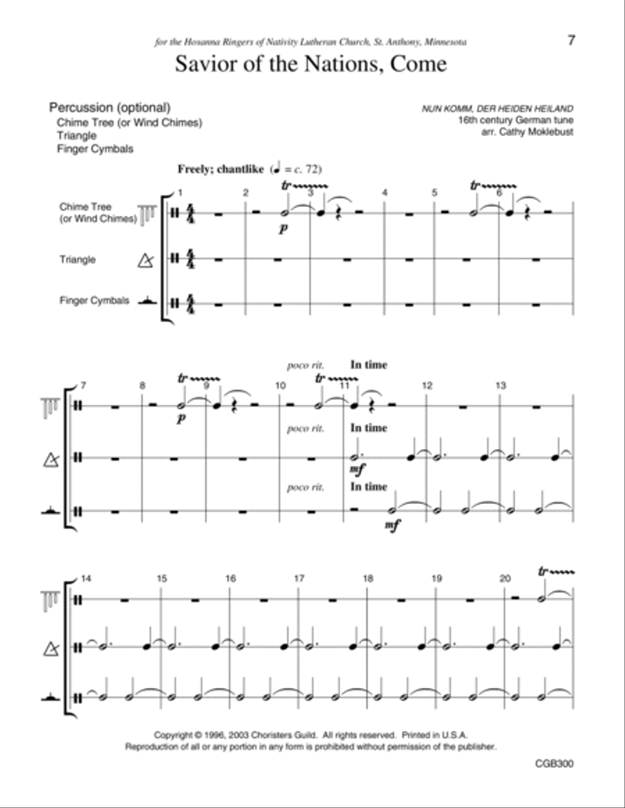 Savior of the Nations, Come (3, 4 or 5 octaves)