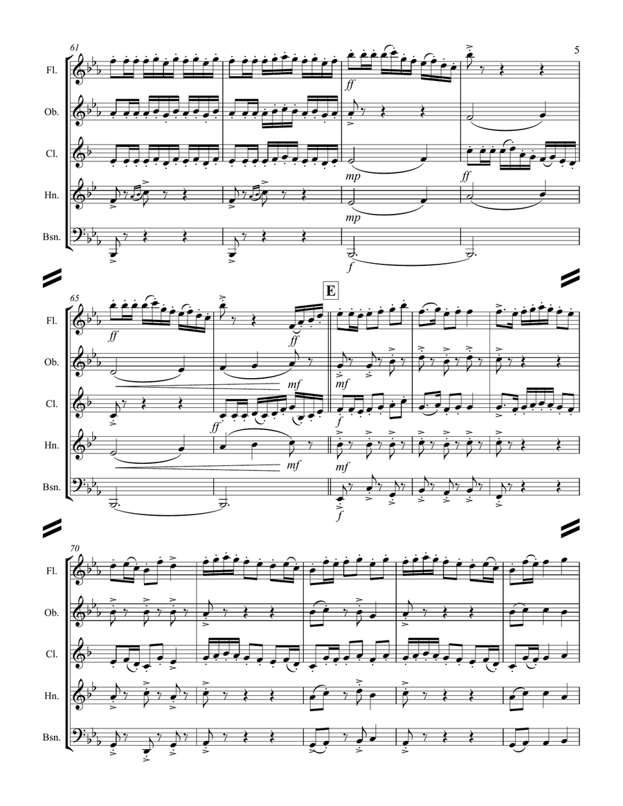 Procession of the Nobles from Mlada (for Woodwind Quintet) Woodwind Quintet scores gallery preview page 6