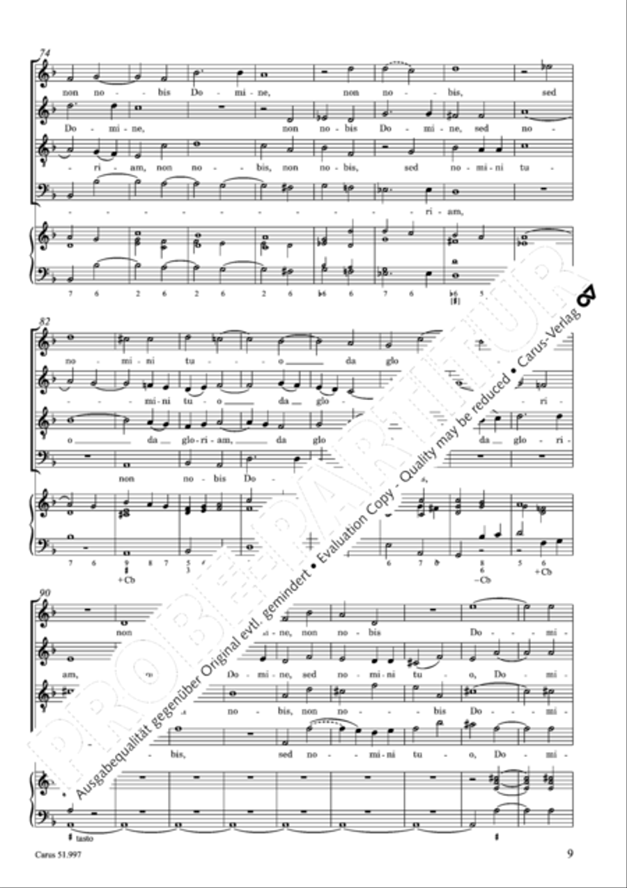 Non nobis Domine 4-Part scores gallery preview page 10