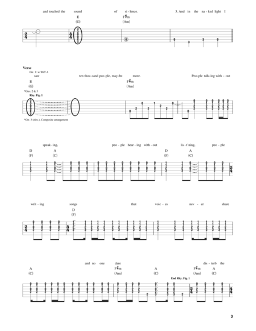 The Sound Of Silence Guitar Tablature scores gallery preview page 3
