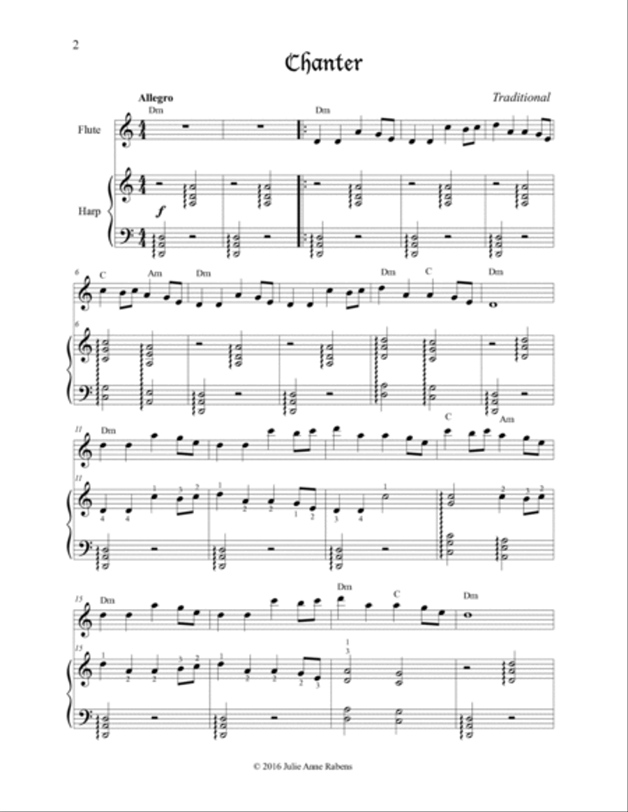 Go, Crystal Teares: Medieval & Renaissance Melodies for flute and harp Flute scores gallery preview page 4