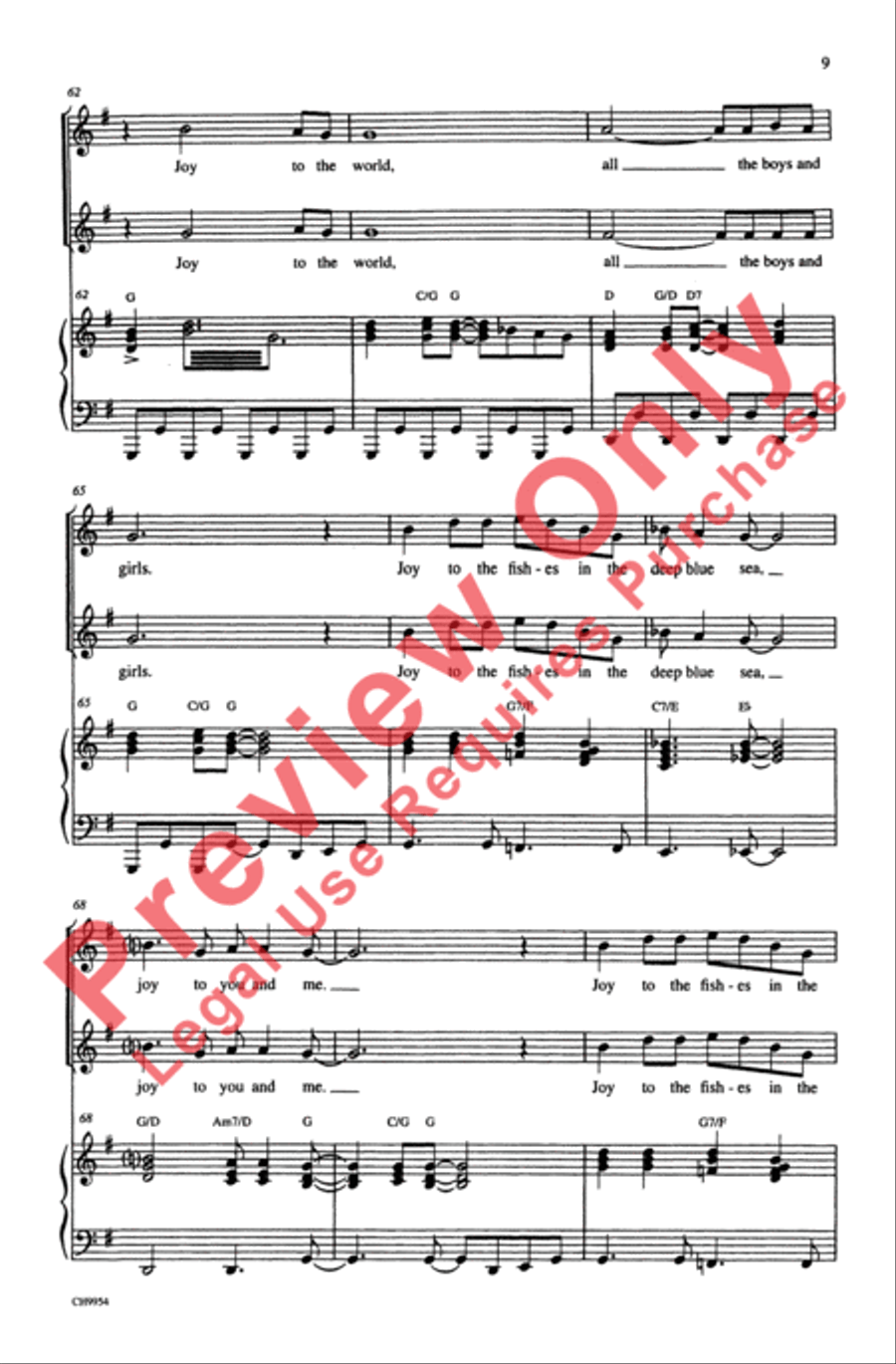 Joy to the World (Jeremiah Was a Bullfrog) Unison Choir scores gallery preview page 9