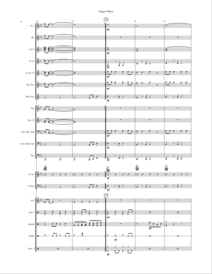 Wagon Wheel Wagon Wheel Marching Band scores gallery preview page 4