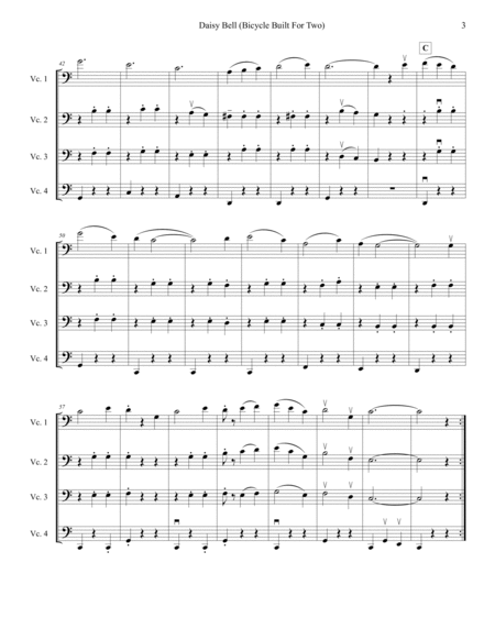 Daisy Bell (Bicycle Built for Two), arranged for cello ensemble/mixed-level cello quartet image number null