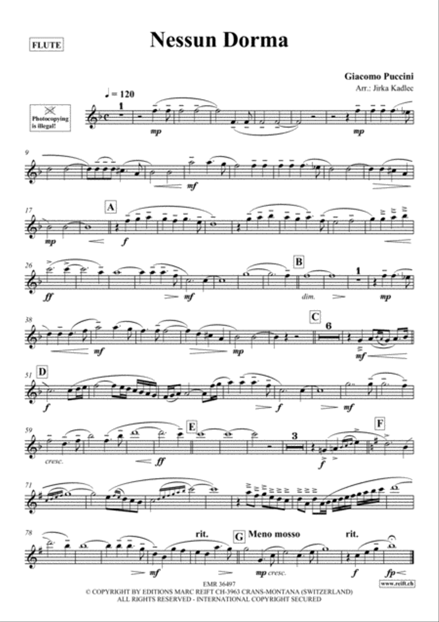 Nessun Dorma Flute Solo scores gallery preview page 2