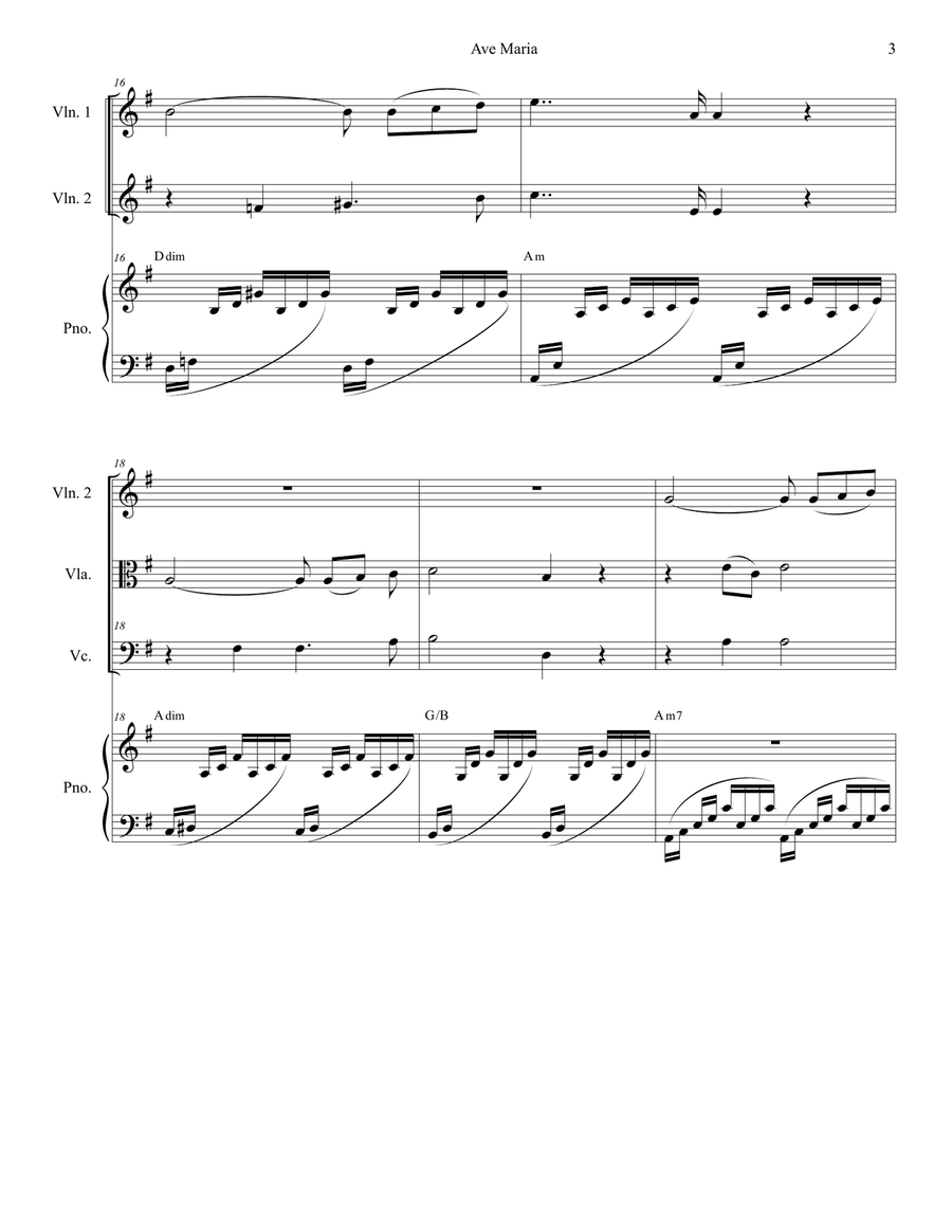 Ave Maria (String Quartet - Piano Accompaniment) String Quartet scores gallery preview page 3