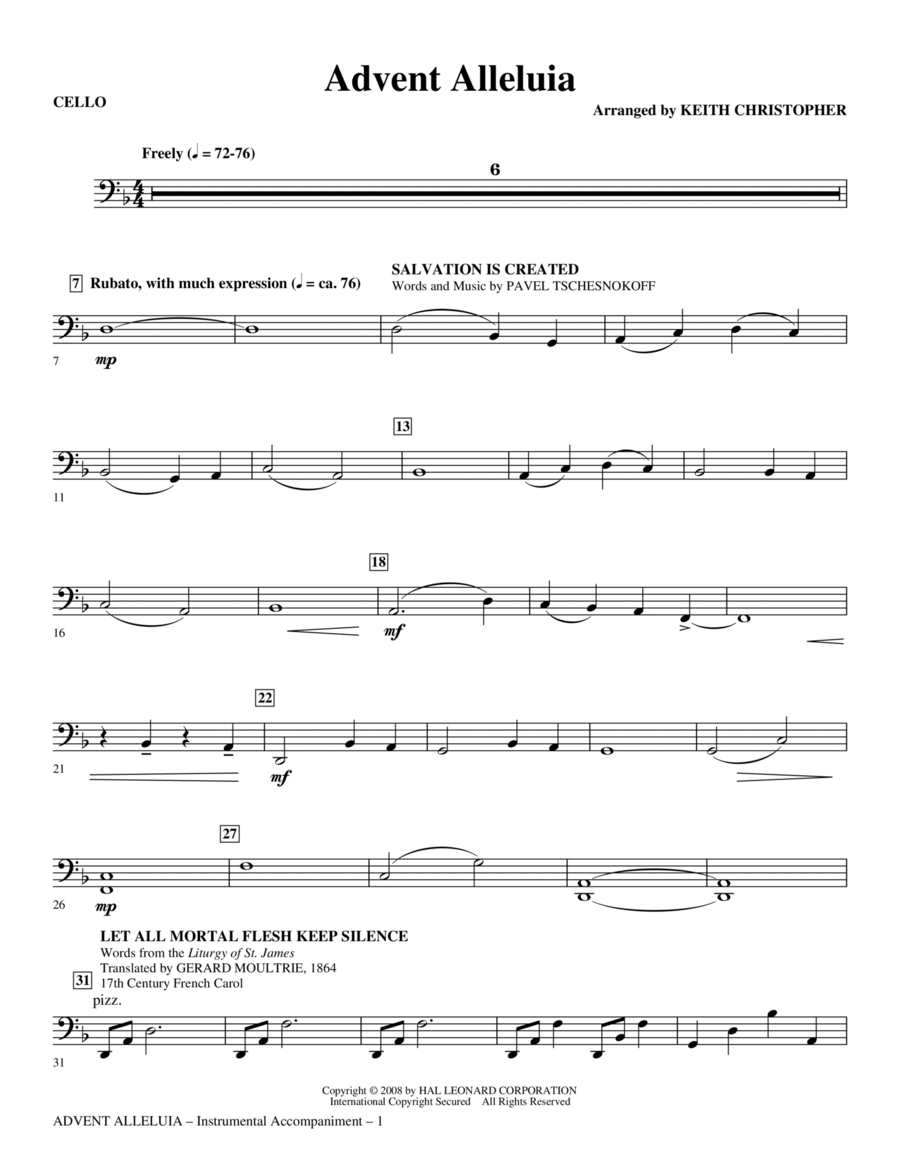 Advent Alleluia - Cello Choir scores gallery preview page 1