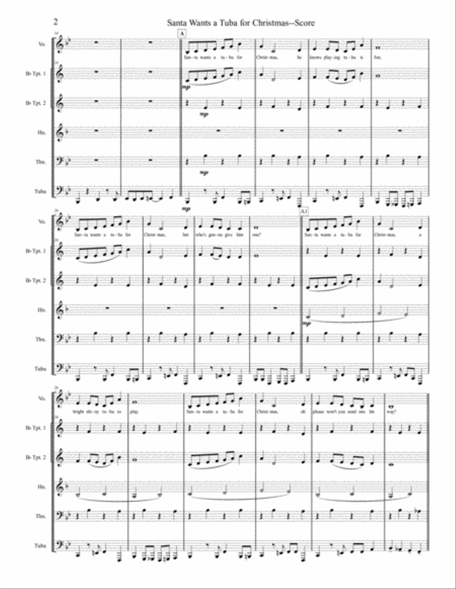 Santa Wants A Tuba For Christmas - Brass Quintet