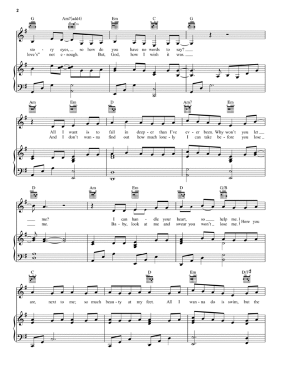 Ocean Piano, Vocal, Guitar scores gallery preview page 2