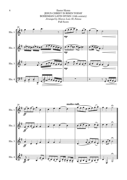 Easter Hymn Collection (with five songs) BOOK 1 - Horn in F Quartet image number null