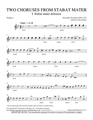 Book cover for Two Choruses from Stabat Mater - Violin 1