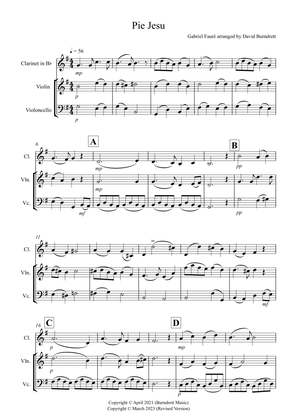 Pie Jesu (from Requiem) for Clarinet, Violin and Cello Trio