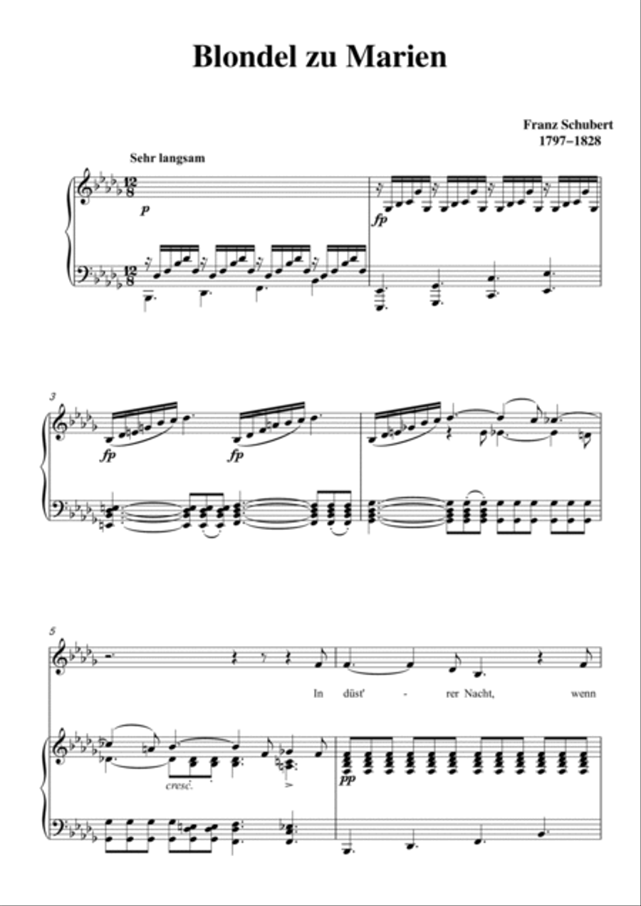 Schubert-Blondel zu Marien in bB minor,for Vocal and Piano Voice scores gallery preview page 2
