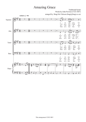 Amazing Grace - SATB with piano accompaniment