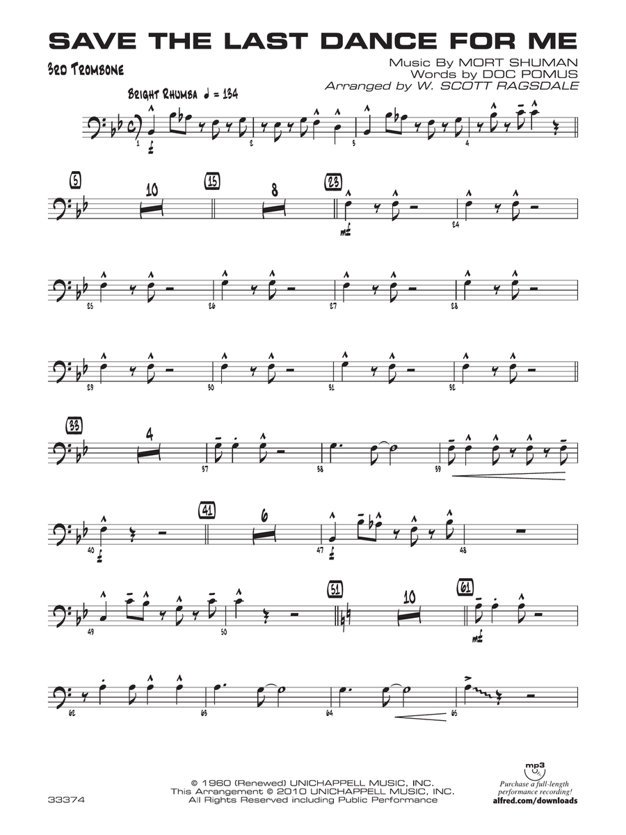 Save the Last Dance for Me: 3rd Trombone