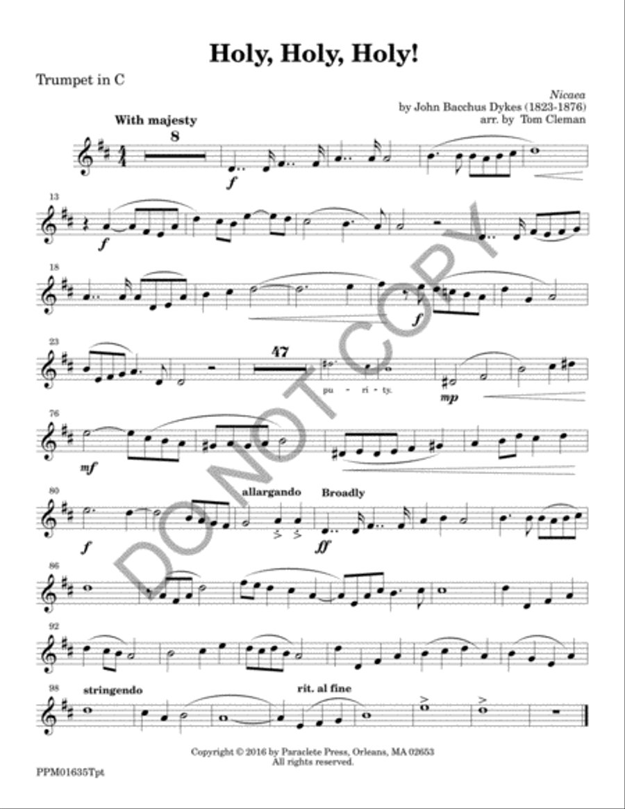 Holy, Holy, Holy Holy, Holy, Holy Trumpet scores gallery preview page 2