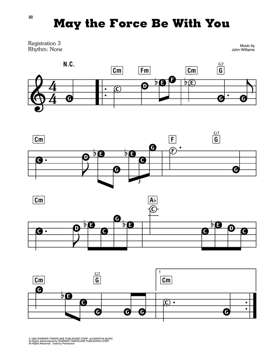 May The Force Be With You (from Star Wars: A New Hope) Electronic Keyboard scores gallery preview page 1