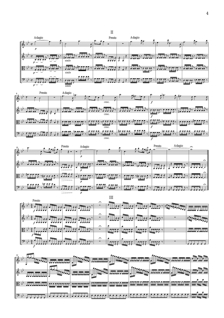 Vivaldi Summer from the Four Seasons, all mvts., for string quartet, CV102 String Quartet scores gallery preview page 4