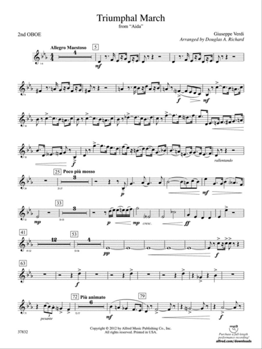 Triumphal March (from Aida): 2nd Oboe Concert Band scores gallery preview page 1