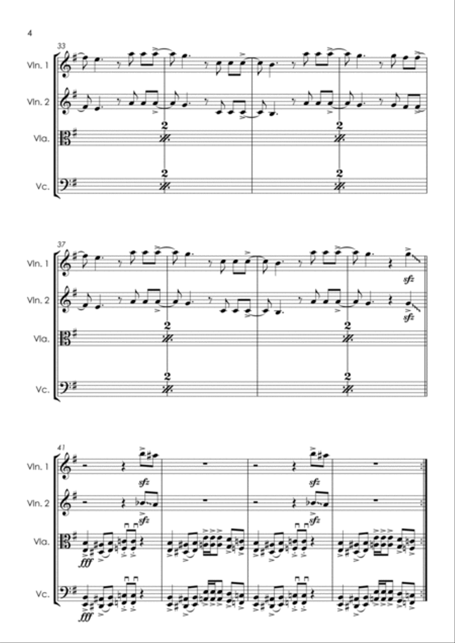 Smells Like Teen Spirit String Quartet scores gallery preview page 6